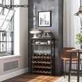 Dulap pentru sticle de vin Songmics, 24 sticle, 66 x 30 x 100 cm, MDF/bambus/otel, maro rustic
