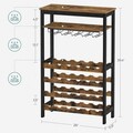Dulap pentru sticle de vin Songmics, 24 sticle, 66 x 30 x 100 cm, MDF/bambus/otel, maro rustic