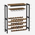 Dulap pentru sticle de vin Songmics, 24 sticle, 66 x 30 x 100 cm, MDF/bambus/otel, maro rustic