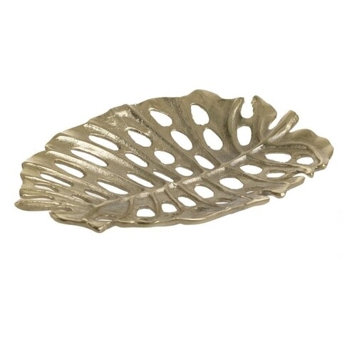 Platou pentru servire Leaves, InArt, 20x14x2 cm, aluminiu, auriu