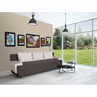205x90x86 cm, Beige Flower, Dark Chocolate