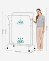 Suport mobil pentru umerase cu doua bare Songmics, 103.5x52.5x155 cm, otel, alb