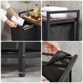Cos de rufe cu 2 compartimente si 1 raft Vasagle, 73 x 33 x 72 cm, 2 x 46 L, otel/tesatura Oxford, negru