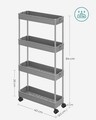 Carucior pentru depozitare Songmics, 40 x 12.5 x 88 cm, polipropilena/inox, gri