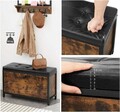 Bancheta cu pantofar Copadion, Vasagle, 80 x 30 x 51 cm, 6 perechi pantofi, imitatie de piele, maro rustic/negru