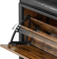 Bancheta cu pantofar Copadion, Vasagle, 80 x 30 x 51 cm, 6 perechi pantofi, imitatie de piele, maro rustic/negru