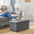 Bancheta cu spatiu pentru depozitare Songmics, 76 x 38 x 38 cm, pliabila, imitatie in/MDF, gri inchis