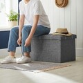 Bancheta cu spatiu pentru depozitare Songmics, 76 x 38 x 38 cm, pliabila, imitatie in/MDF, gri inchis