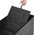 Bancheta cu spatiu pentru depozitare Songmics, 76 x 38 x 38 cm, pliabila, imitatie in/MDF, gri inchis