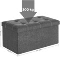 Bancheta cu spatiu pentru depozitare Songmics, 76 x 38 x 38 cm, pliabila, imitatie in/MDF, gri inchis