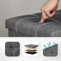 Bancheta cu spatiu pentru depozitare Songmics, 76 x 38 x 38 cm, pliabila, imitatie in/MDF, gri inchis