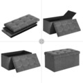 Bancheta cu spatiu pentru depozitare Songmics, 76 x 38 x 38 cm, pliabila, imitatie in/MDF, gri inchis