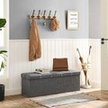 Bancheta cu spatiu pentru depozitare Songmics, 110 x 38 x 38 cm, pliabila, imitatie in/MDF, gri inchis