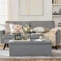 Bancheta cu spatiu pentru depozitare Songmics, 110 x 38 x 38 cm,pliabila, imitatie in/MDF, gri deschis
