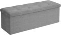 Bancheta cu spatiu pentru depozitare Songmics, 110 x 38 x 38 cm,pliabila, imitatie in/MDF, gri deschis