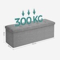 Bancheta cu spatiu pentru depozitare Songmics, 110 x 38 x 38 cm,pliabila, imitatie in/MDF, gri deschis