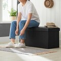 Bancheta cu spatiu pentru depozitare Songmics, 76 x 38 x 38 cm, 80 L, imitatie de piele, negru