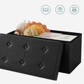 Bancheta cu spatiu pentru depozitare Songmics, 76 x 38 x 38 cm, 80 L, imitatie de piele, negru