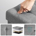Taburet cu spatiu pentru depozitare Chesterfield, Songmics, 38 x 38 x 40 cm, tesatura aspect in/MDF, picioare din lemn, gri deschis