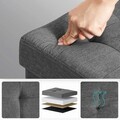 Bancheta cu spatiu pentru depozitare Chesterfield, Songmics, 76 x 38 x 38 cm, tesatura aspect in/MDF, picioare din lemn, gri inchis