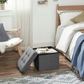 Taburet cu spatiu pentru depozitare Songmics, 38 x 38 x 38 cm, tesatura aspect in/MDF, gri inchis