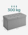 Bancheta cu spatiu pentru depozitare Ottoman, Songmics, 76 x 38 x 38 cm, pliabila, imitatie in/MDF, gri