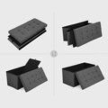 Bancheta cu spatiu pentru depozitare Ottoman Dark, Songmics, 76 x 38 x 38 cm, pliabila, imitatie in/MDF, gri inchis