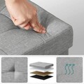 Bancheta cu spatiu pentru depozitare Ottoman Classic, Songmics, 76 x 38 x 38 cm, pliabila, imitatie in/MDF, gri deschis