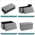 Bancheta cu spatiu pentru depozitare Ottoman Classic, Songmics, 76 x 38 x 38 cm, pliabila, imitatie in/MDF, gri deschis