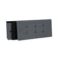 Bancheta cu spatiu pentru depozitare Ottoman Classic, Songmics, 76 x 38 x 38 cm, pliabila, imitatie in/MDF, gri inchis