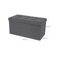 Bancheta cu spatiu pentru depozitare Ottoman Classic, Songmics, 76 x 38 x 38 cm, pliabila, imitatie in/MDF, gri inchis