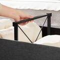Bancheta cu spatiu pentru depozitare Ottoman Classic, Songmics, 110 x 38 x 38 cm, pliabila, imitatie in/MDF/fier, gri deschis