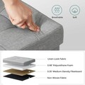 Bancheta cu spatiu pentru depozitare Ottoman Classic, Songmics, 110 x 38 x 38 cm, pliabila, imitatie in/MDF, gri deschis