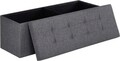 Bancheta cu spatiu pentru depozitare Ottoman Classic, Songmics, 110 x 38 x 38 cm, pliabila, imitatie in/MDF, gri inchis