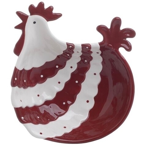 Farfurie pentru desert Hen, InArt, 22x19x6 cm, ceramica, rosu