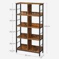 Biblioteca Vasagle, 80 x 33 x 149 cm, PAL/otel, 4 rafturi, maro rustic