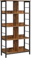 Biblioteca Vasagle, 80 x 33 x 149 cm, PAL/otel, 4 rafturi, maro rustic