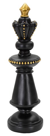 Statueta decorativa / Piesa de sah Rege, Black King, Mauro Ferretti, Ø11 x 32.5 cm, polirasina, negru/auriu