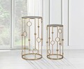 Set 2 masute inalte, Cage, Mauro Ferretti,  Ø50 x 100 cm/40 x 80 cm, fier/MDF/oglinda, auriu