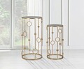 Set 2 masute inalte, Cage, Mauro Ferretti,  Ø50 x 100 cm/40 x 80 cm, fier/MDF/oglinda, auriu