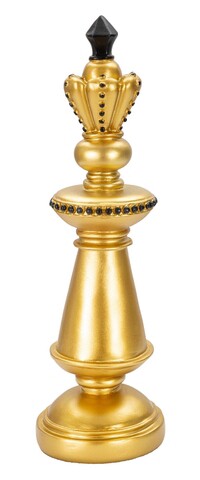 Statueta decorativa / Piesa de sah Rege, Gold King, Mauro Ferretti, Ø11 x 32.5 cm, polirasina, auriu/negru