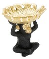 Decoratiune cu platou, Monkey, Mauro Ferretti, 25.2 x 21 x 24 cm, polirasina, negru/auriu