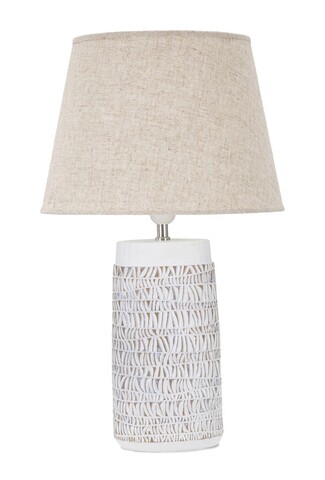 Lampa de masa, Nairobi, Mauro Ferretti, 1 x E27, 40W, Ø35 x 60.5 cm, polirasina/fier/textil, alb antic/maro