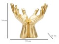 Statueta decorativa, Peace Hands, Mauro Ferretti, 25 x 15 x 24 cm, polirasina, auriu