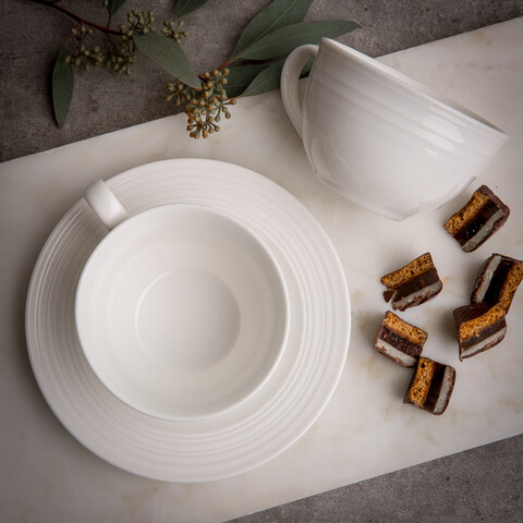 Set de cafea / ceai 12 piese Linea, Ambition, portelan, alb