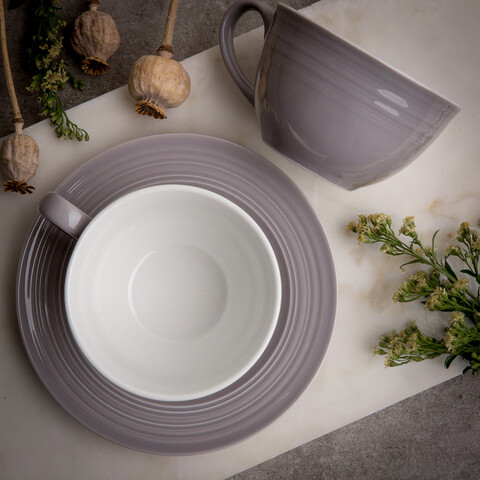 Set de cafea / ceai 12 piese Linea, Ambition, portelan, gri