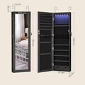 Cabinet pentru bijuterii cu oglinda si fixare usa/perete Songmics, 36.7 x 10 x 120 cm, PAL, negru