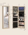 Cabinet pentru bijuterii cu oglinda si fixare usa/perete Songmics, 36.7 x 10 x 120 cm, PAL, maro