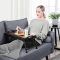 Masuta pentru mic dejun / laptop, Songmics, 50 x 30 x 26 cm, bambus/MDF, maro rustic