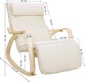 Scaun balansoar reglabil in 5 pozitii, Songmics, 67x115x91 cm, max 150 kg, lemn de mesteacan/bumbac, bej/natural